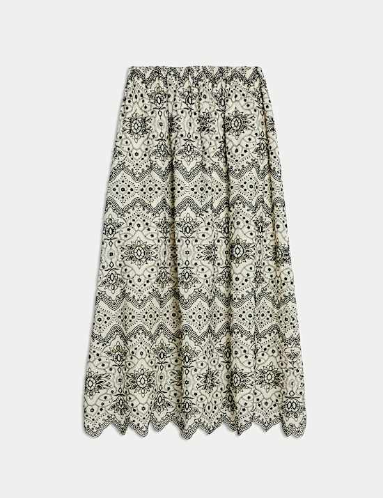 Vy&scaron;&iacute;van&aacute; kolov&aacute; maxi sukně z čist&eacute; bavlny