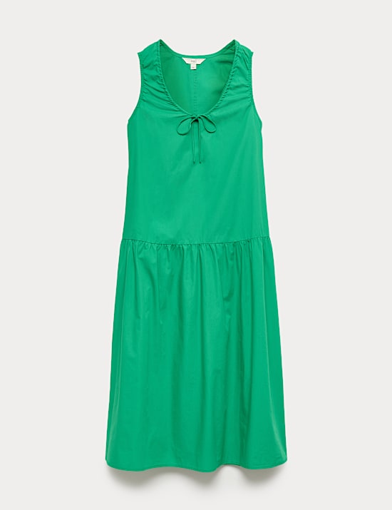 שמלת שכבות מידי מכותנה טהורה עם עיטור קשירה