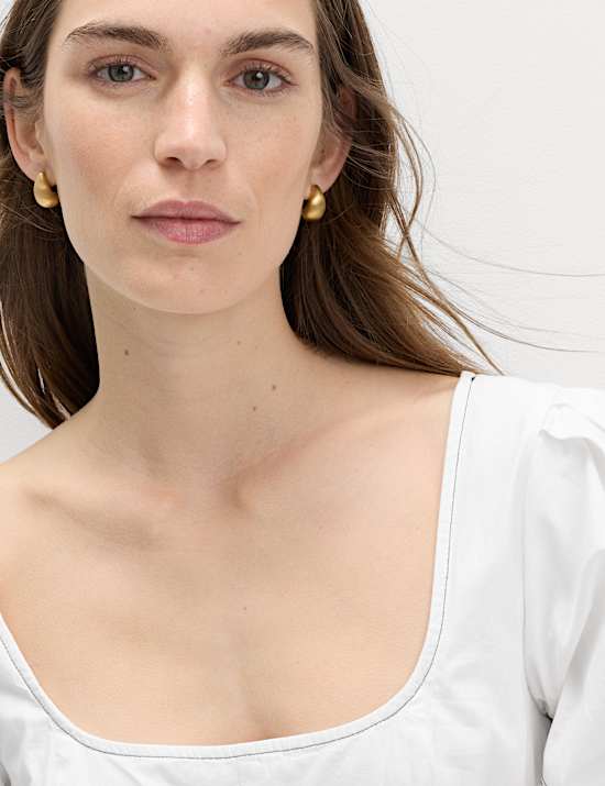 Pure Cotton Drop Waist Midi Waisted Dress