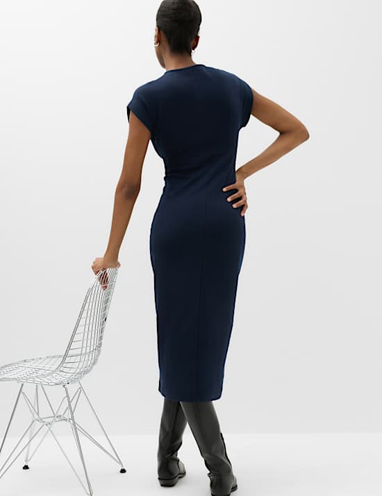 Cotton Rich V-Neck Midi Column Dress