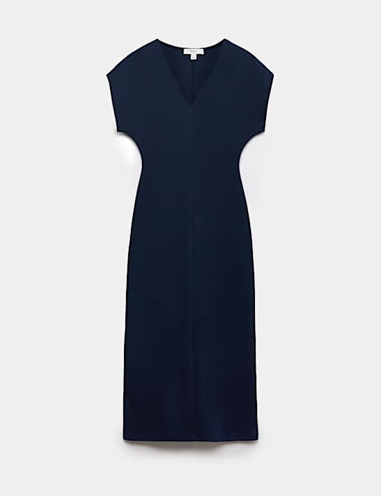 Cotton Rich V-Neck Midi Column Dress