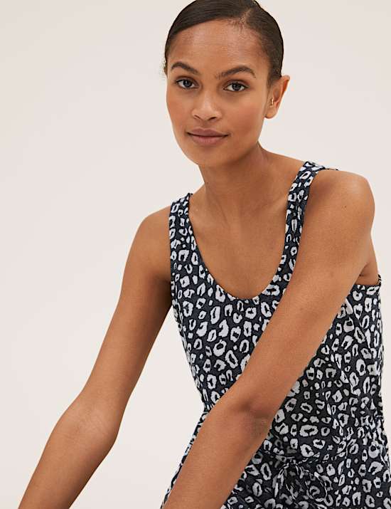 Linen Rich Printed Midaxi Waisted Dress