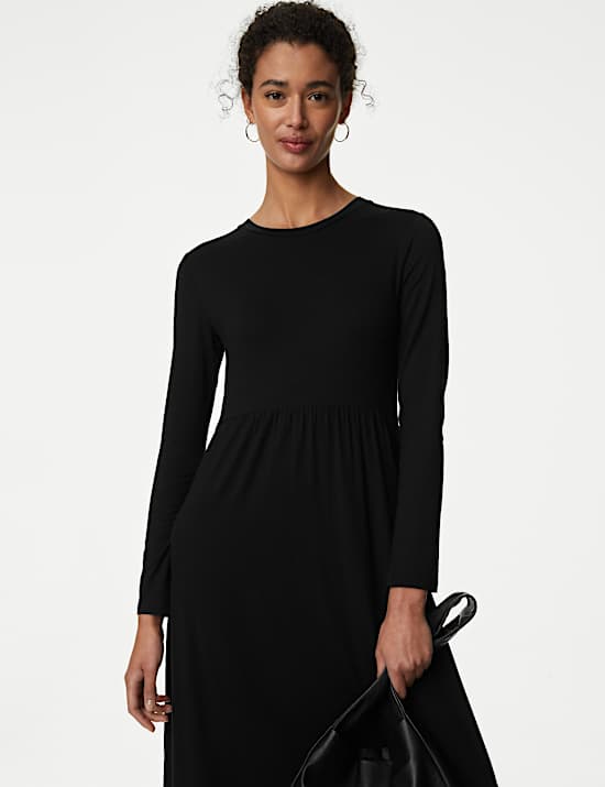 Robe midi coupe droite en jersey