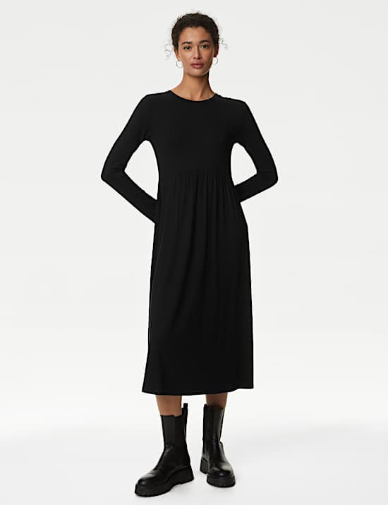 Robe midi coupe droite en jersey