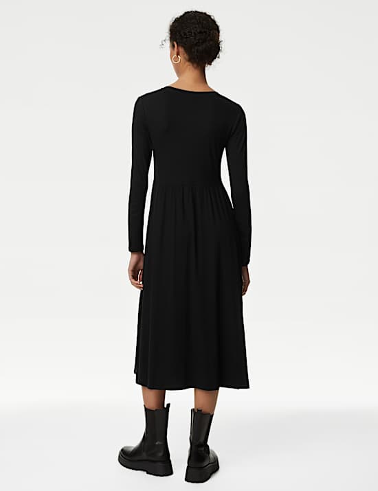 Robe midi coupe droite en jersey
