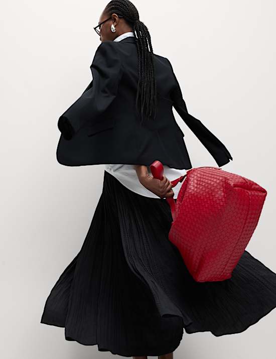 Rok Slip Midi Lipit Bertekstur