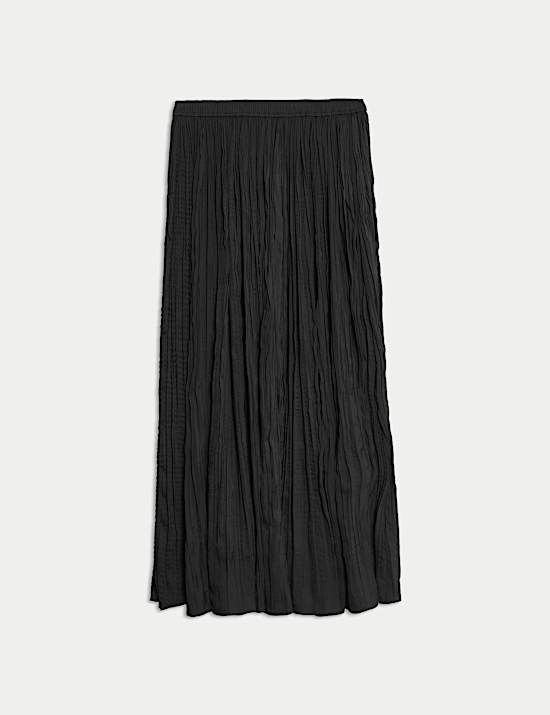 Rok Slip Midi Lipit Bertekstur