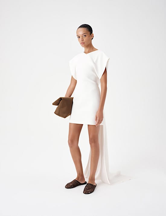 Satin Trail Back Mini Dress