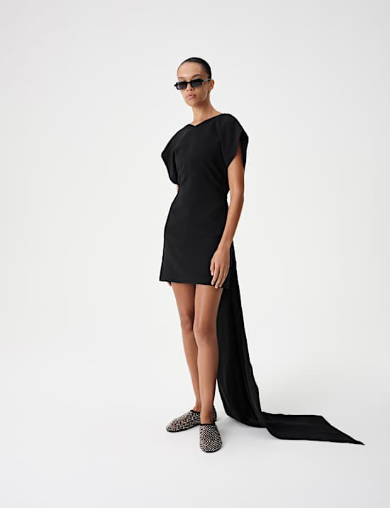Satin Trail Back Mini Dress