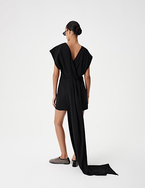 Satin Trail Back Mini Dress
