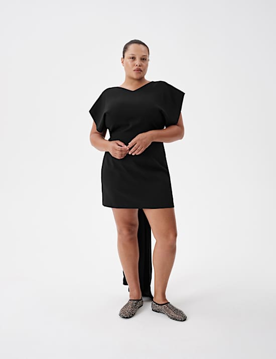 Satin Trail Back Mini Dress