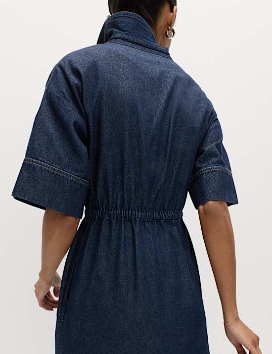 Midi-Shirtkleid aus Denim mit hohem Baumwollanteil