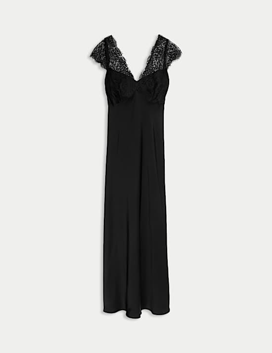 Lace V-Neck Midi Slip Dress