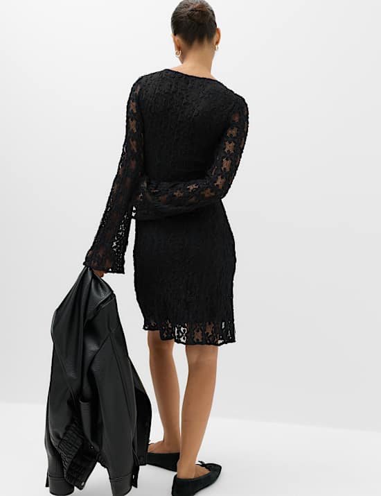 Jersey Lace Mini Skater Dress