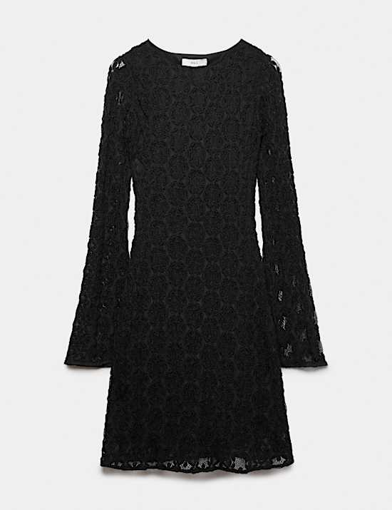 Jersey Lace Mini Skater Dress