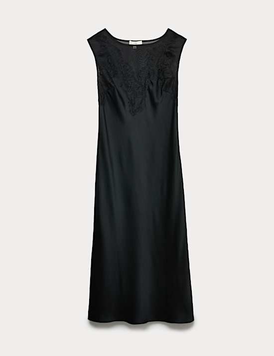 Satin Lace Midaxi Slip Dress
