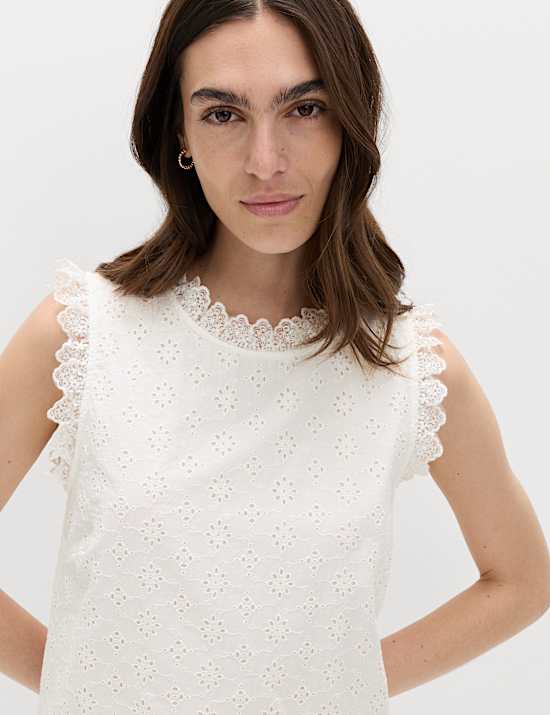 Pure Cotton Broderie Mini Shift Dress