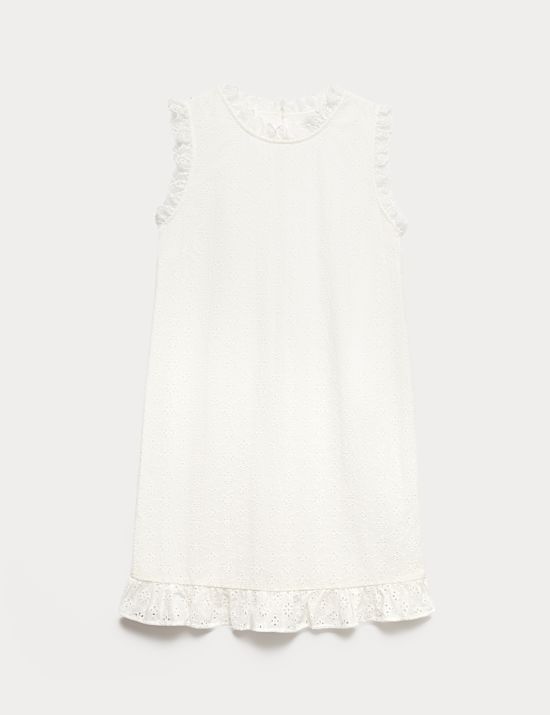 Pure Cotton Broderie Mini Shift Dress