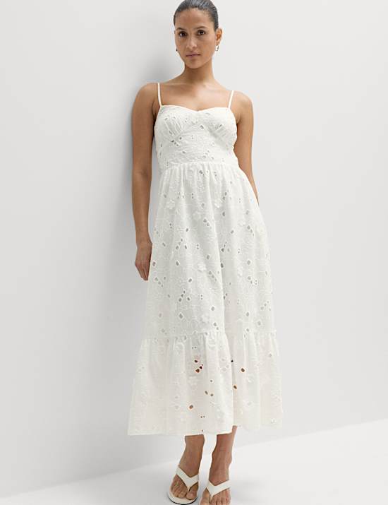Pure Cotton Broderie Midaxi Cami Dress