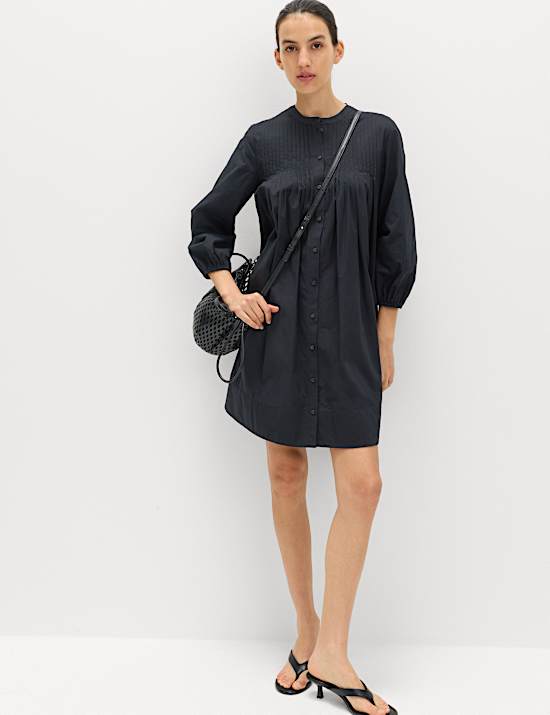 Pure Cotton Pintuck Mini Relaxed Dress