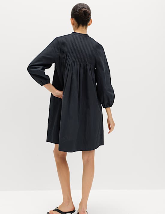 Pure Cotton Pintuck Mini Relaxed Dress