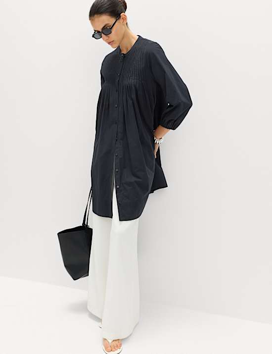 Pure Cotton Pintuck Mini Relaxed Dress