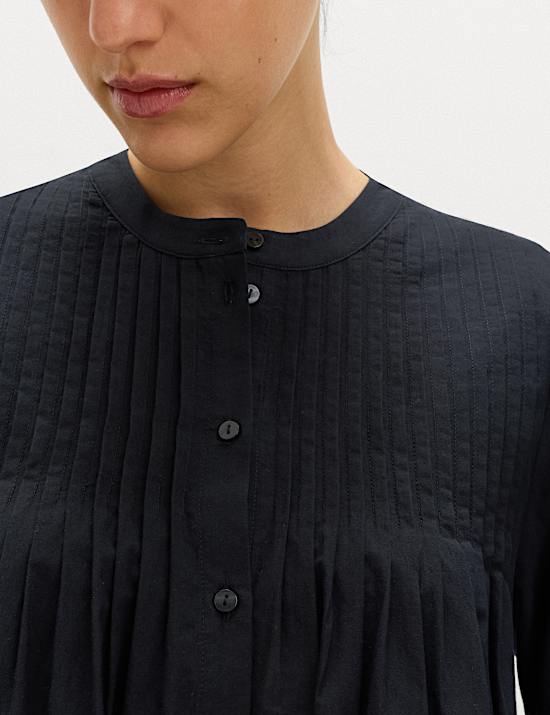 Pure Cotton Pintuck Mini Relaxed Dress