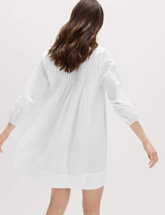 Pure Cotton Pintuck Mini Relaxed Dress