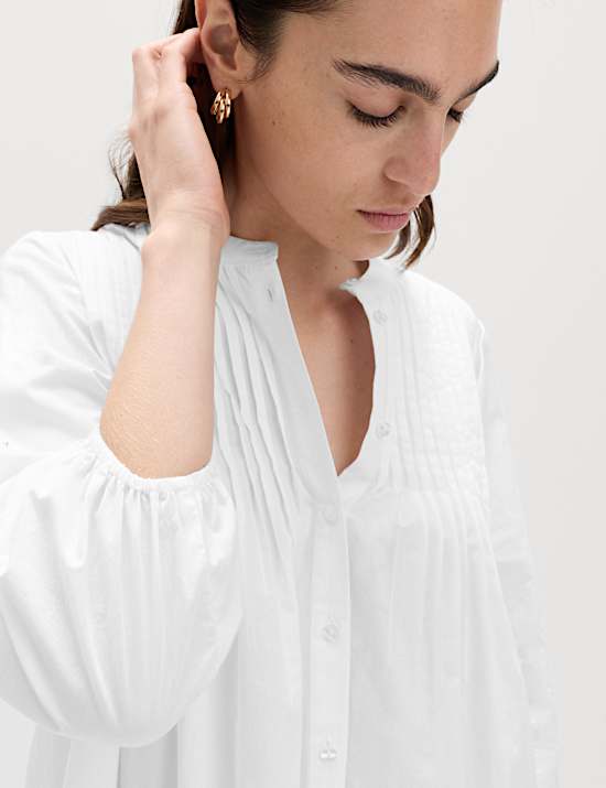 Pure Cotton Pintuck Mini Relaxed Dress