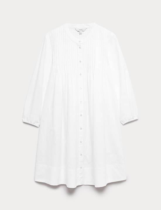 Pure Cotton Pintuck Mini Relaxed Dress