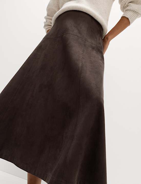 Suedette Maxi A-Line Skirt