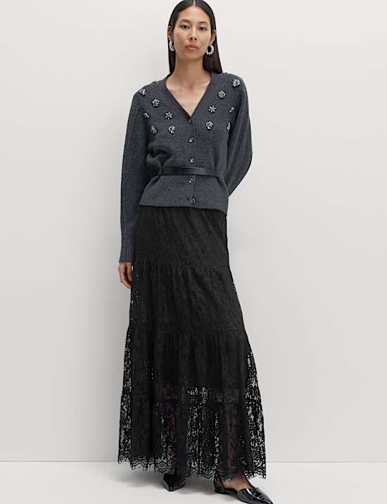 Lace Maxi Tiered Skirt