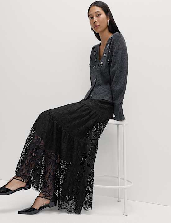 Lace Maxi Tiered Skirt