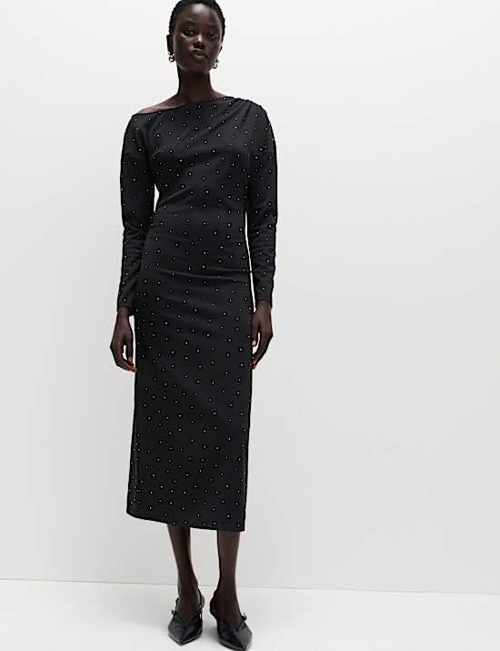 Embellished Bodycon Midi Dress