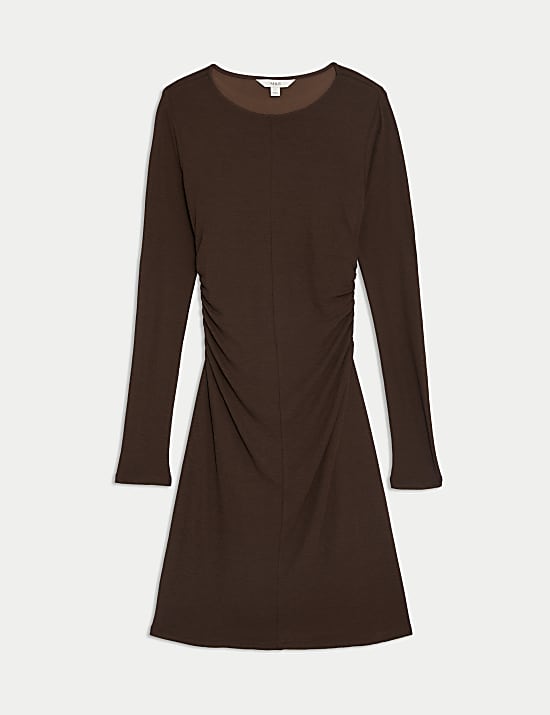 Mesh Jersey Ruched Mini Column Dress