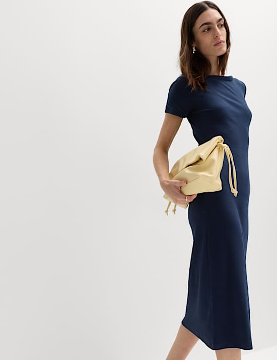 Cotton Rich Ribbed Midi Column Dress