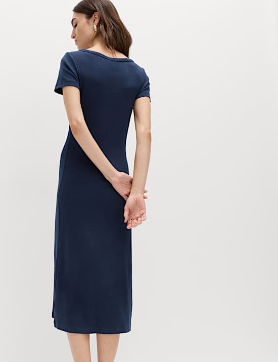 Cotton Rich Ribbed Midi Column Dress