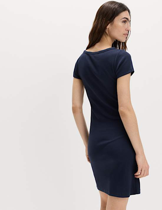 Cotton Rich Slash Neck Mini Column Dress