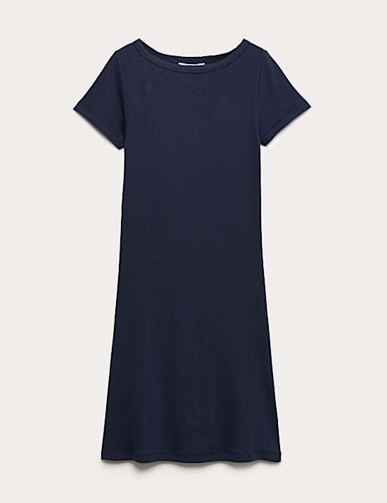 Cotton Rich Slash Neck Mini Column Dress