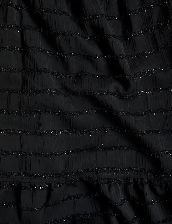 Textured V-Neck Midi Relaxed Dress