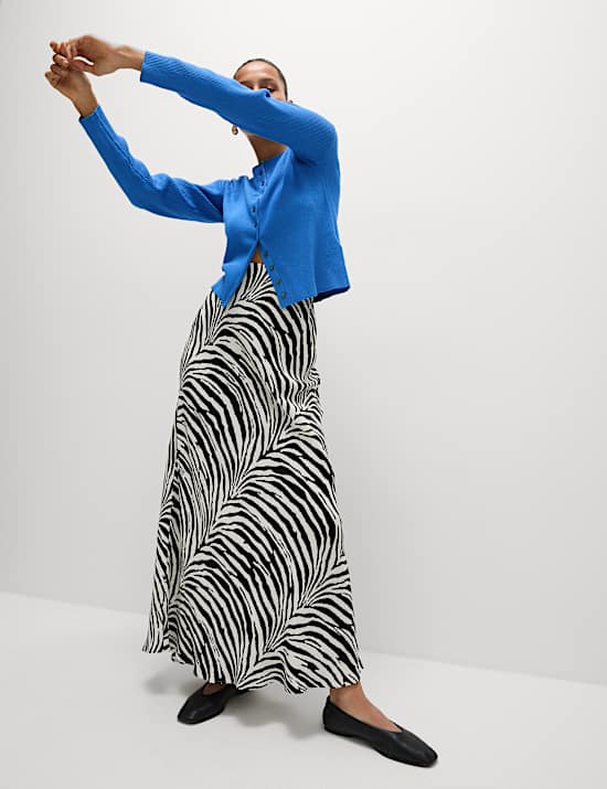 Jupe midi coupe longue &agrave; imprim&eacute; animal