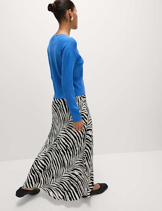 Jupe midi coupe longue &agrave; imprim&eacute; animal