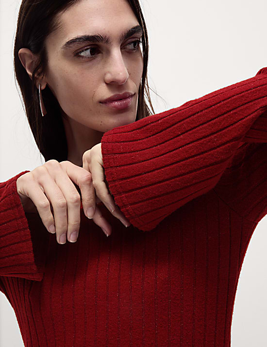 Jersey Ribbed Mini Skater Dress