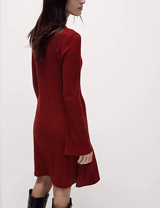 Jersey Ribbed Mini Skater Dress