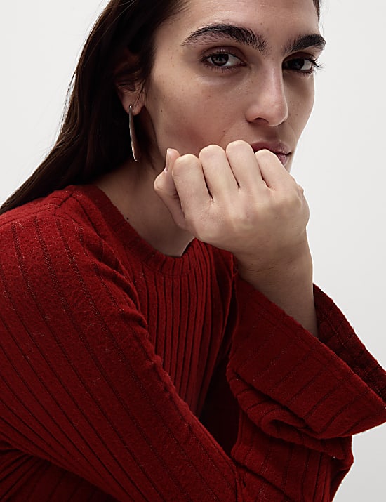 Jersey Ribbed Mini Skater Dress