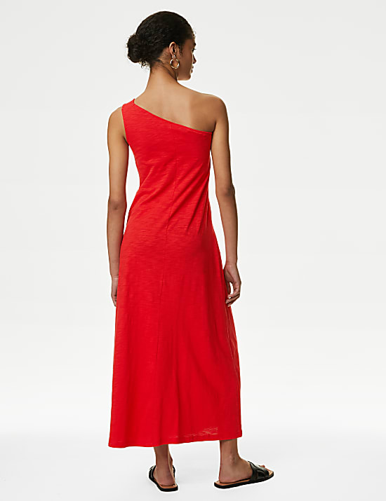 Robe midi coupe confortable 100&nbsp;% coton &agrave; une bretelle