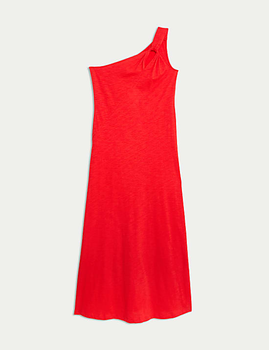 Robe midi coupe confortable 100&nbsp;% coton &agrave; une bretelle