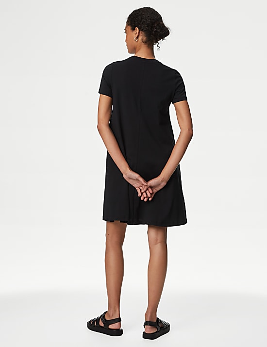 Pure Cotton Panelled Mini Skater Dress