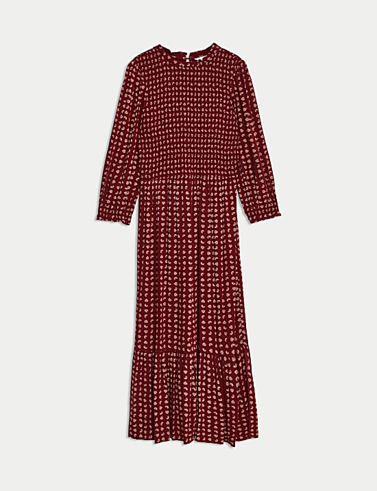 שמלת מידי אסופה במותניים עם הדפס