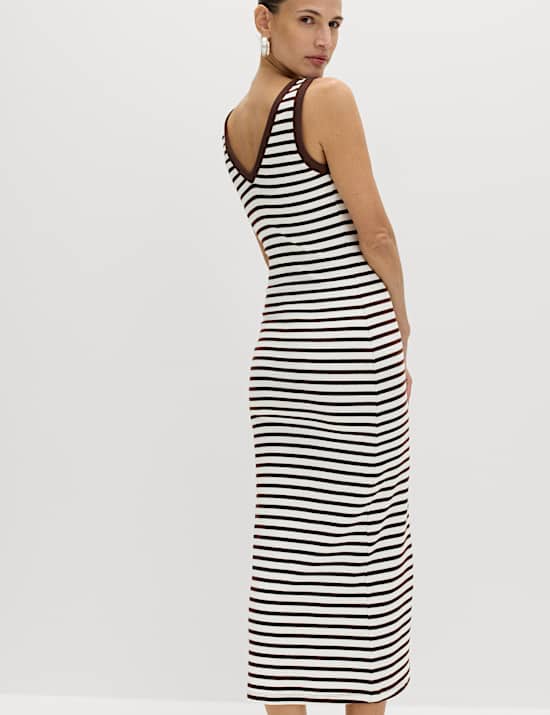 Cotton Rich V-Neck Midi Column Dress